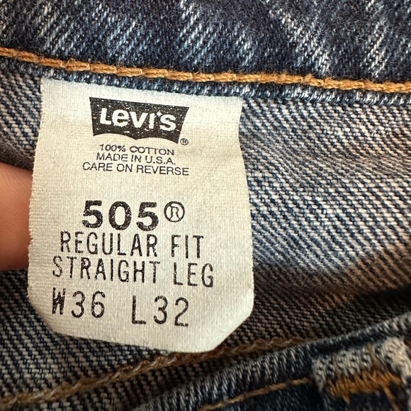 Vintage Levi’s Orange Tab USA Made 505 Regular Fit Straight Leg Dark Denim Jeans - Picture 5 of 9